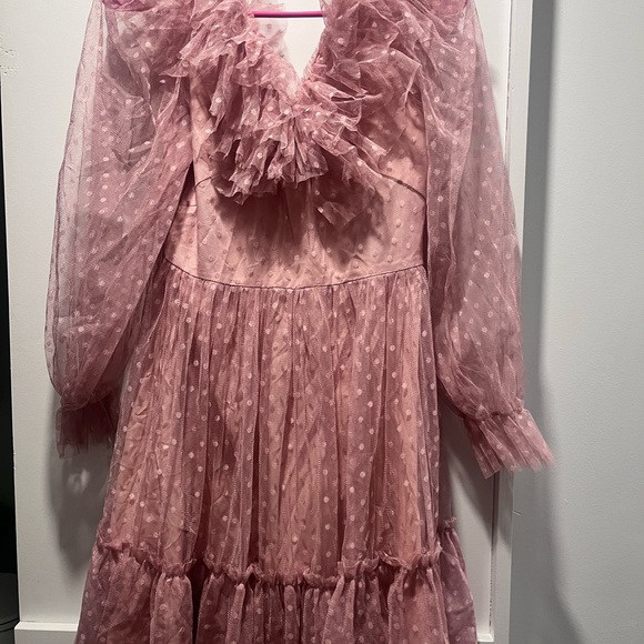 Simple Pink Ruffled Wedding Dress - Picture 2 of 10